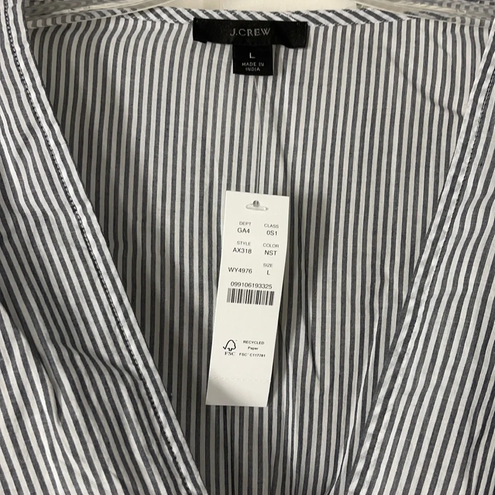 J.Crew Ruffle-sleeve cotton voile dress in stripe AX318